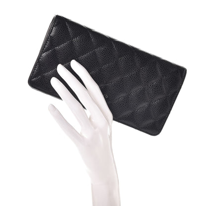 Chanel Caviar Quilted Yen Wallet Black 2 of 9