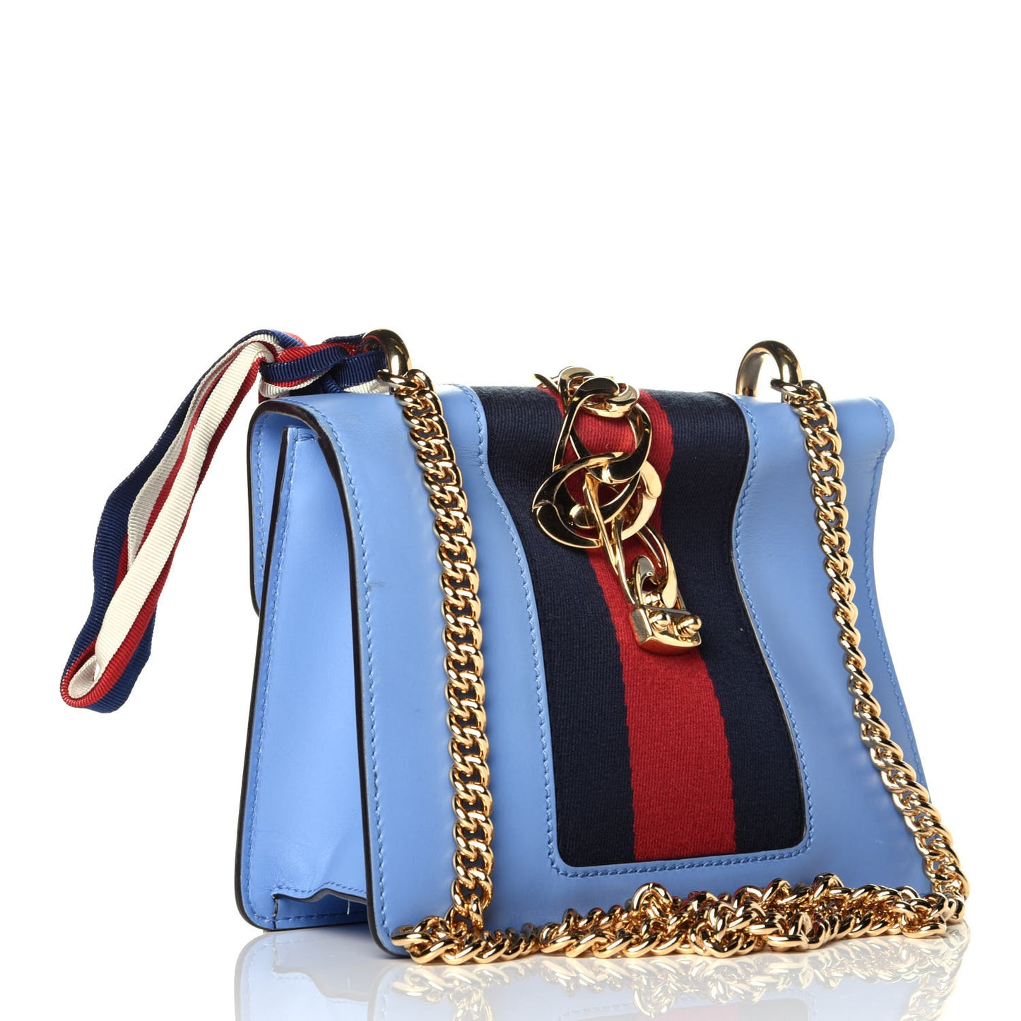 Calfskin Mini Sylvie Chain Shoulder Bag Clear Sky Blue