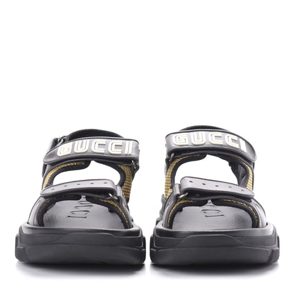 Gucci X SEGA Nappa Mesh Mens Aguru Sandals 11 Loess Black 2 of 8