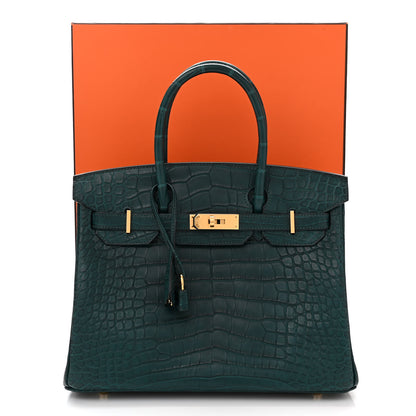Hermes Matte Alligator Birkin 30 Vert Cypress 12 of 12