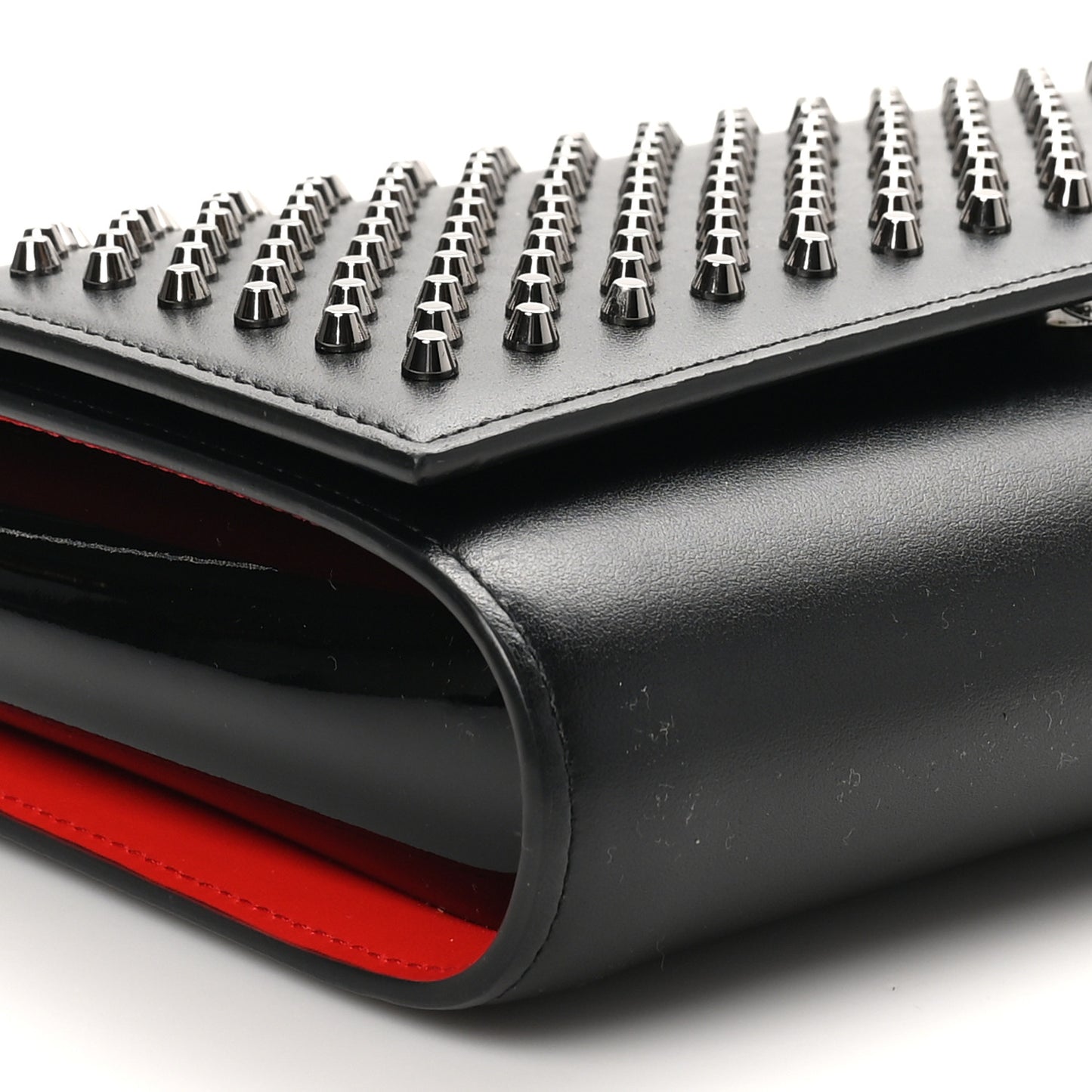Calfskin Patent Spikes Paloma Clutch Black