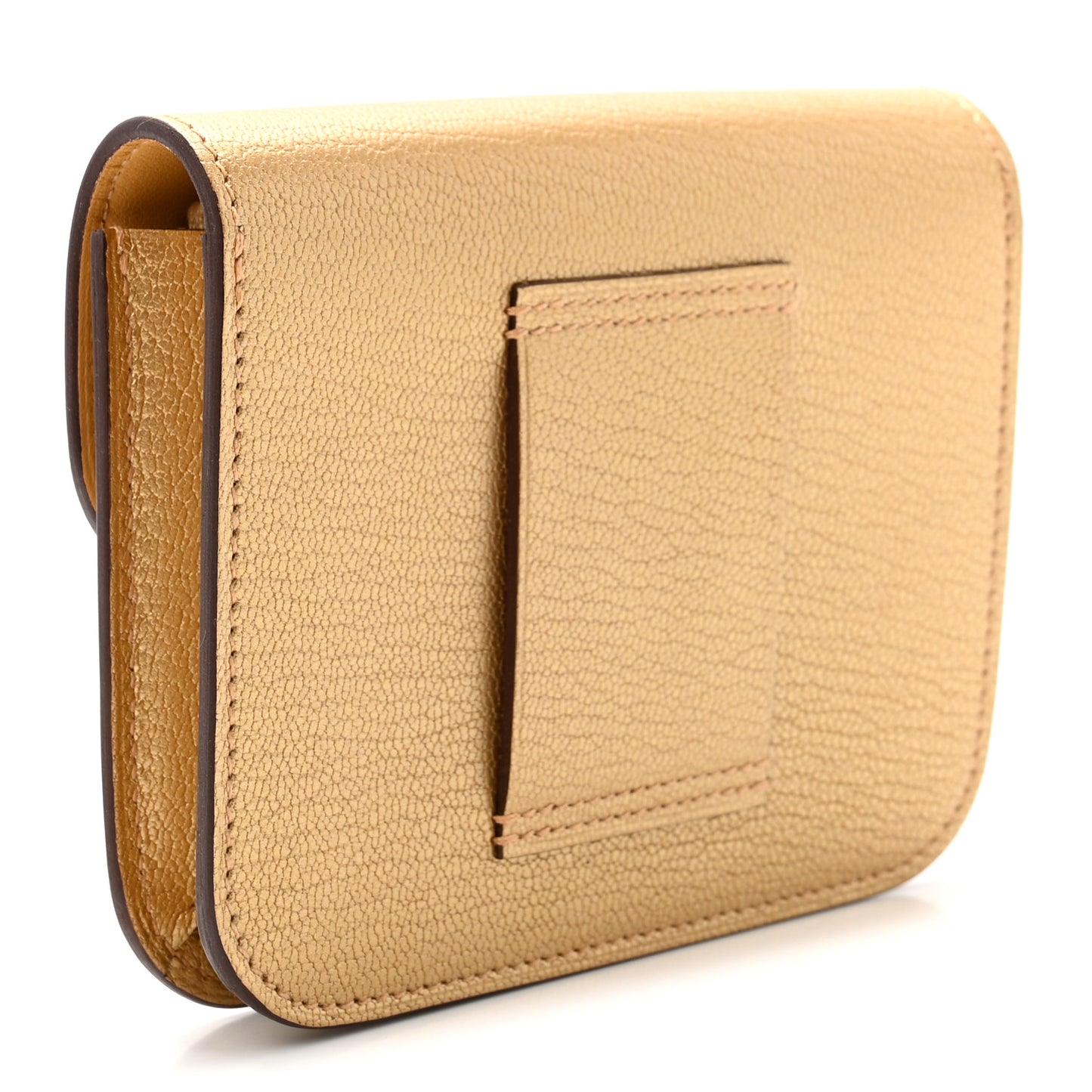 Metallic Chevre Chamkilight Constance Slim Wallet Dore