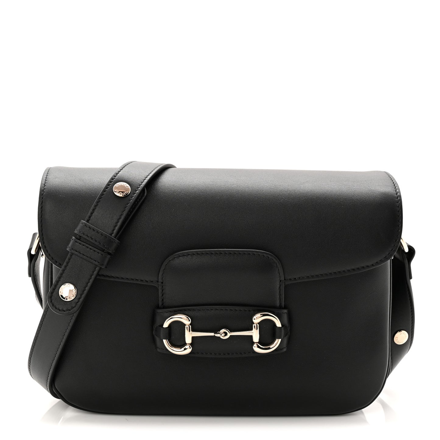 Ciny Lux Calfskin Horsebit 1955 Soft Small Shoulder Bag Black