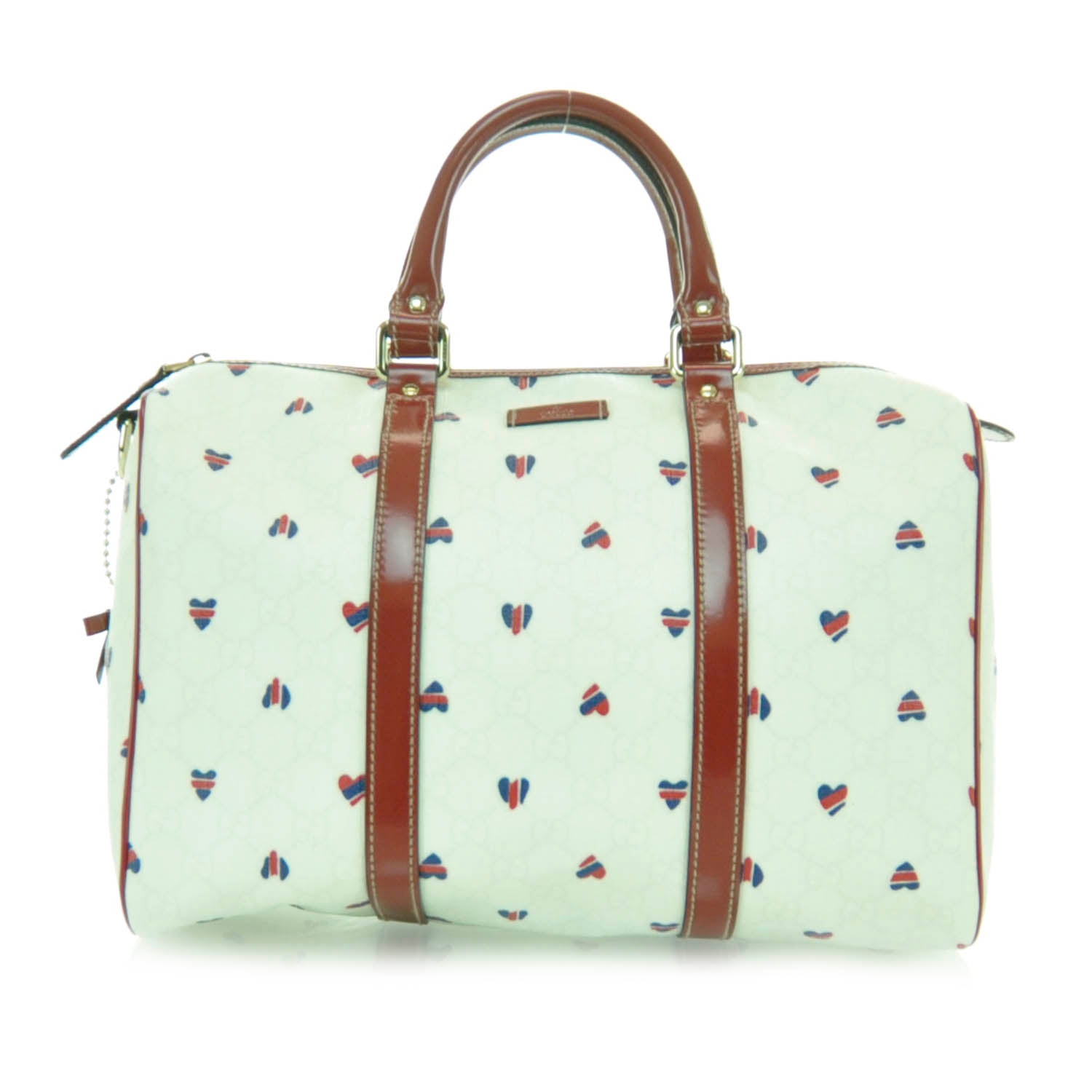 Gucci GG Plus Monogram Hearts Small Joy Boston White Red 1 of 10