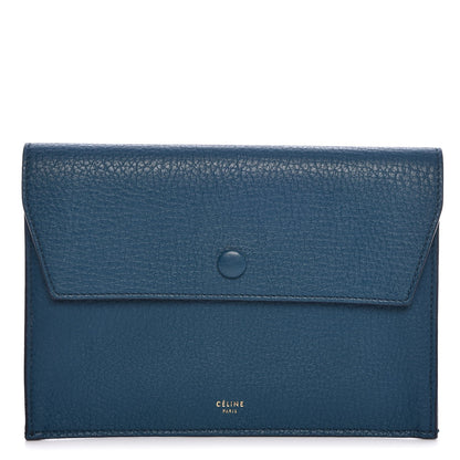 Celine Crisped Calfskin Tie Knot Companion Pouch Blue Denim 1 of 7