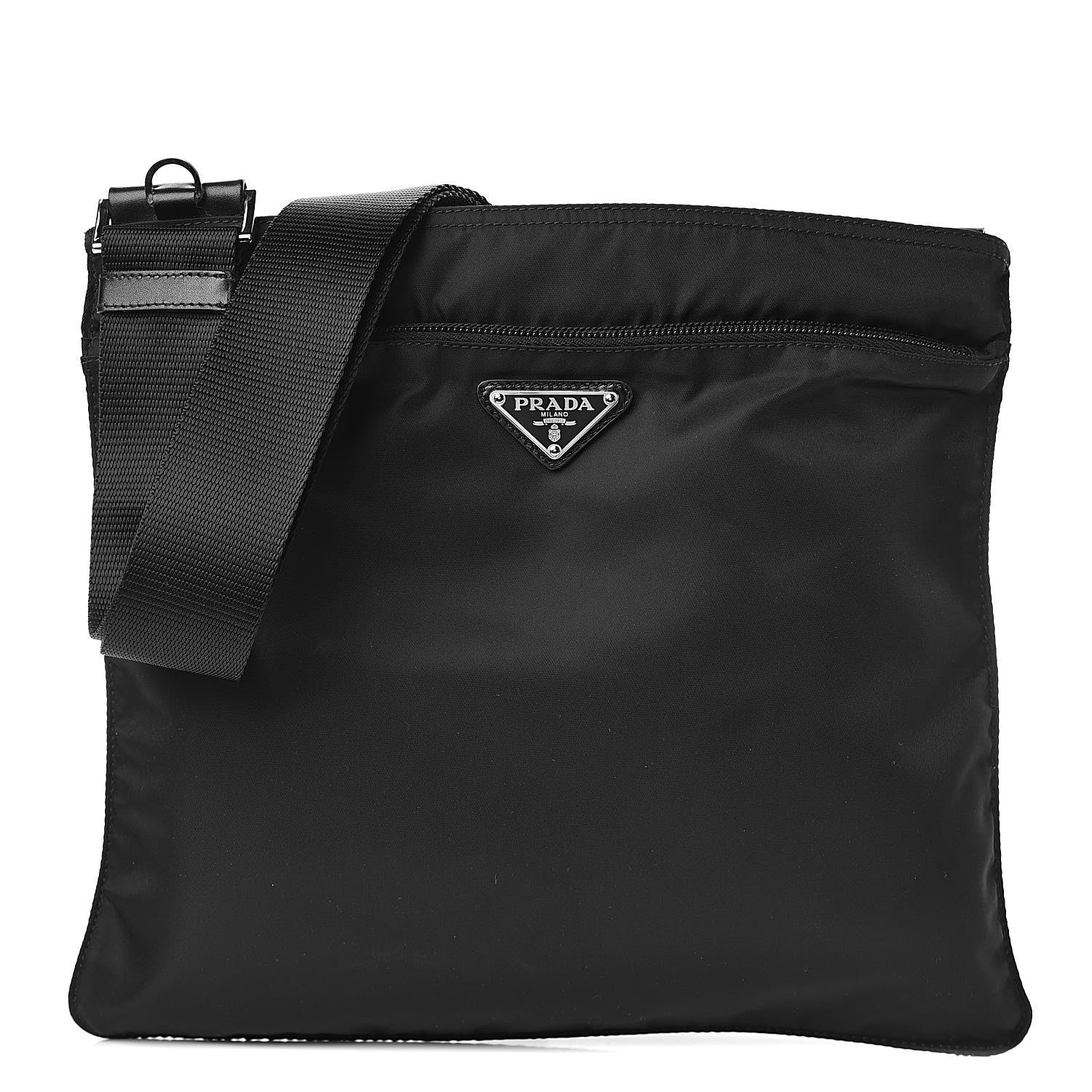 Prada Nylon Flat Messenger Bag Black 1 of 10