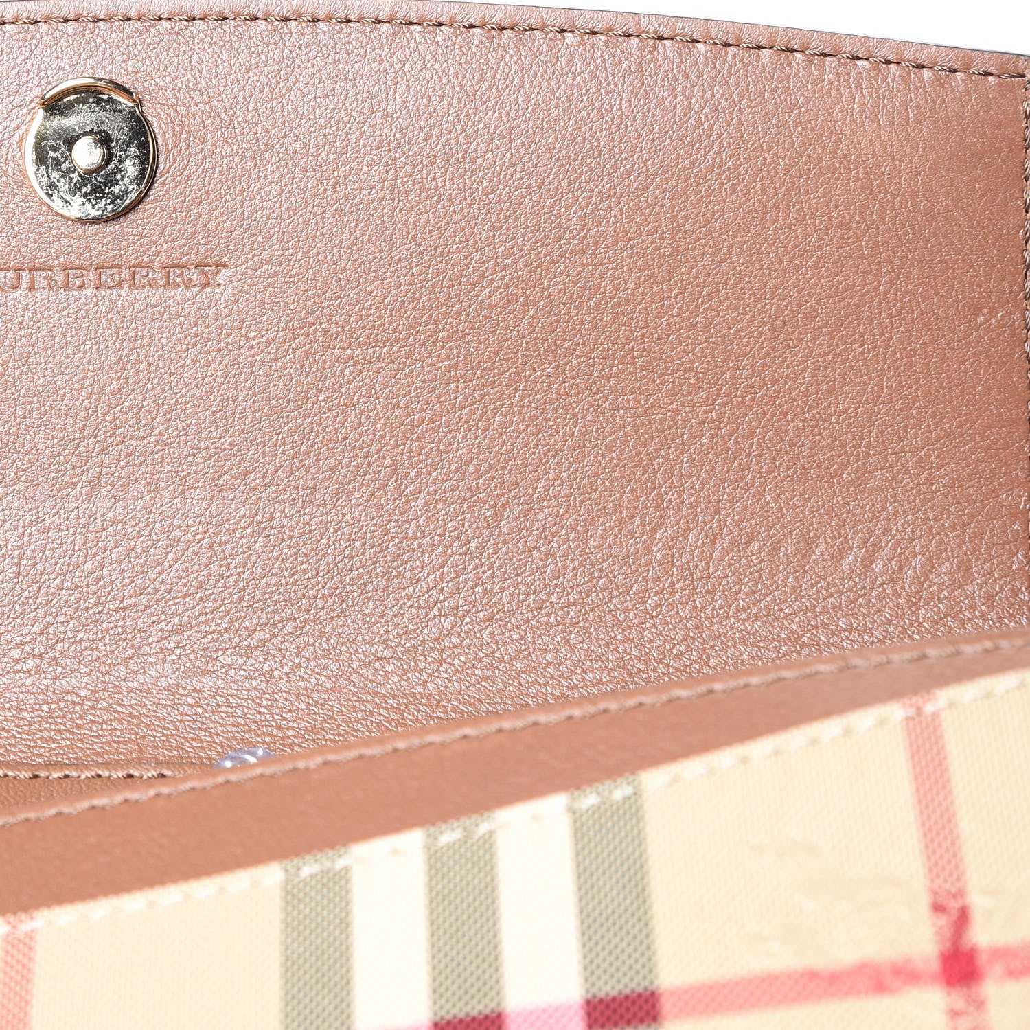 Burberry Calfskin Horseferry Check Henley Wallet On Chain Tan 7 of 11