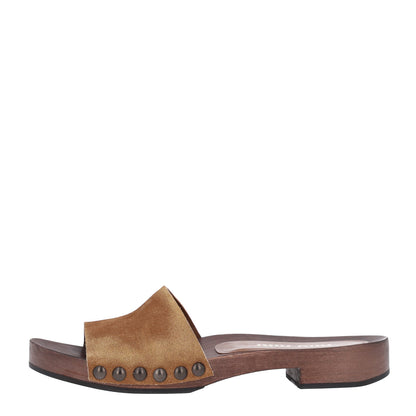 Miu Miu Suede Logo Slide Clogs 36 Cannella 1 of 10