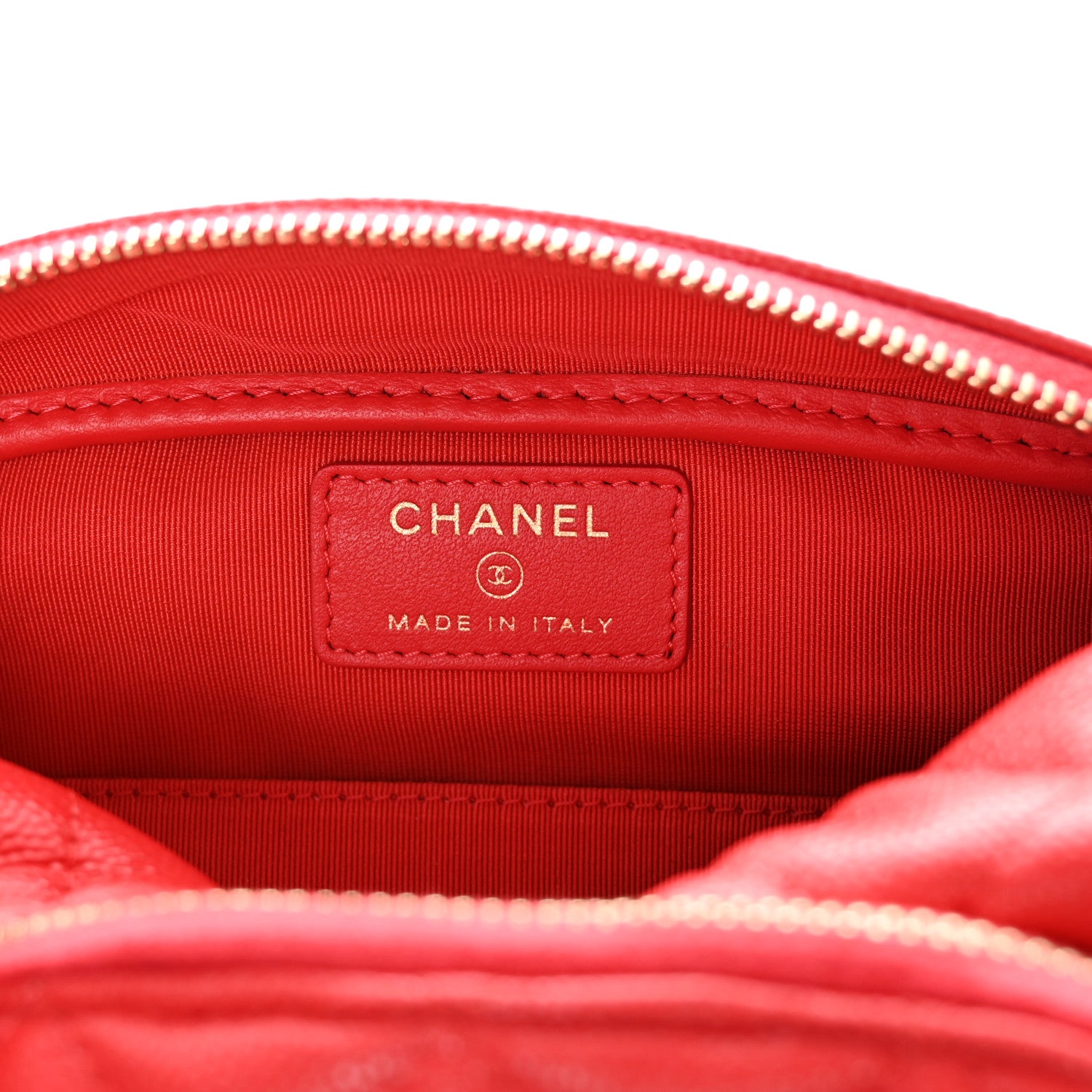 Chanel Caviar Quilted Double Zip Pouch Red 6 of 9