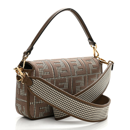 Fendi Wool Vitello King Houndstooth FF Embroidered Baguette Beige Moro 3 of 9