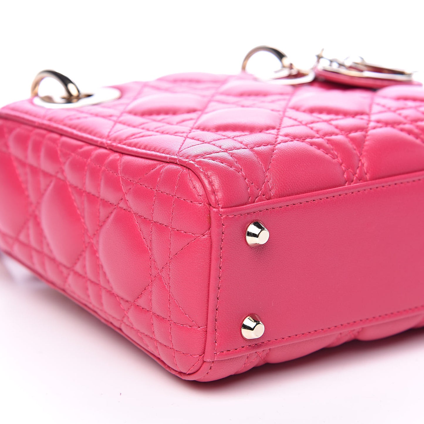 Lambskin Cannage Mini Lady Dior Fuchsia