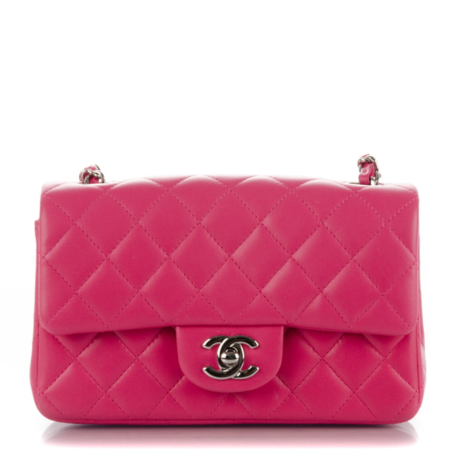 Chanel Lambskin Quilted Mini Rectangular Flap Dark Pink 1 of 11