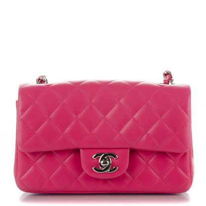 Chanel Lambskin Quilted Mini Rectangular Flap Dark Pink 1 of 11
