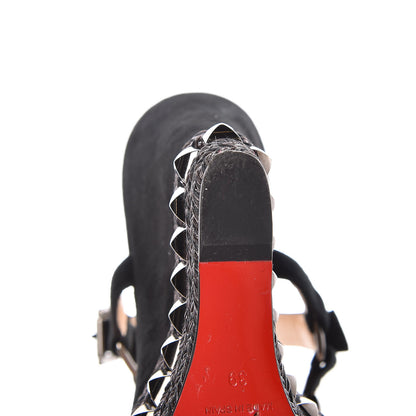 Christian Louboutin Calfskin Suede Cataclou 140 Wedge Sandals 39 Black Dark Gun 11 of 13