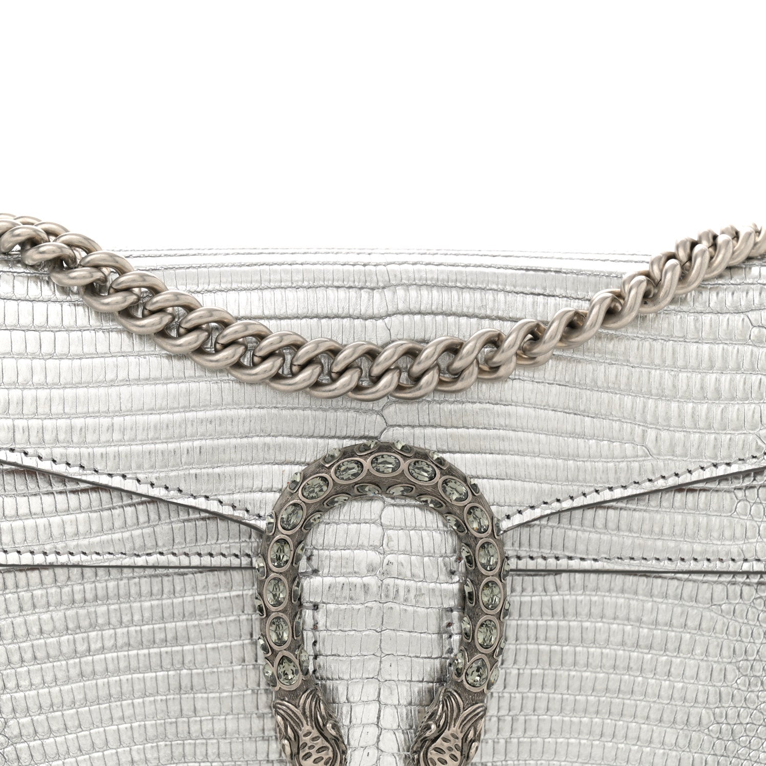 Gucci Lizard Crystal Small Dionysus Shoulder Bag Silver 8 of 13