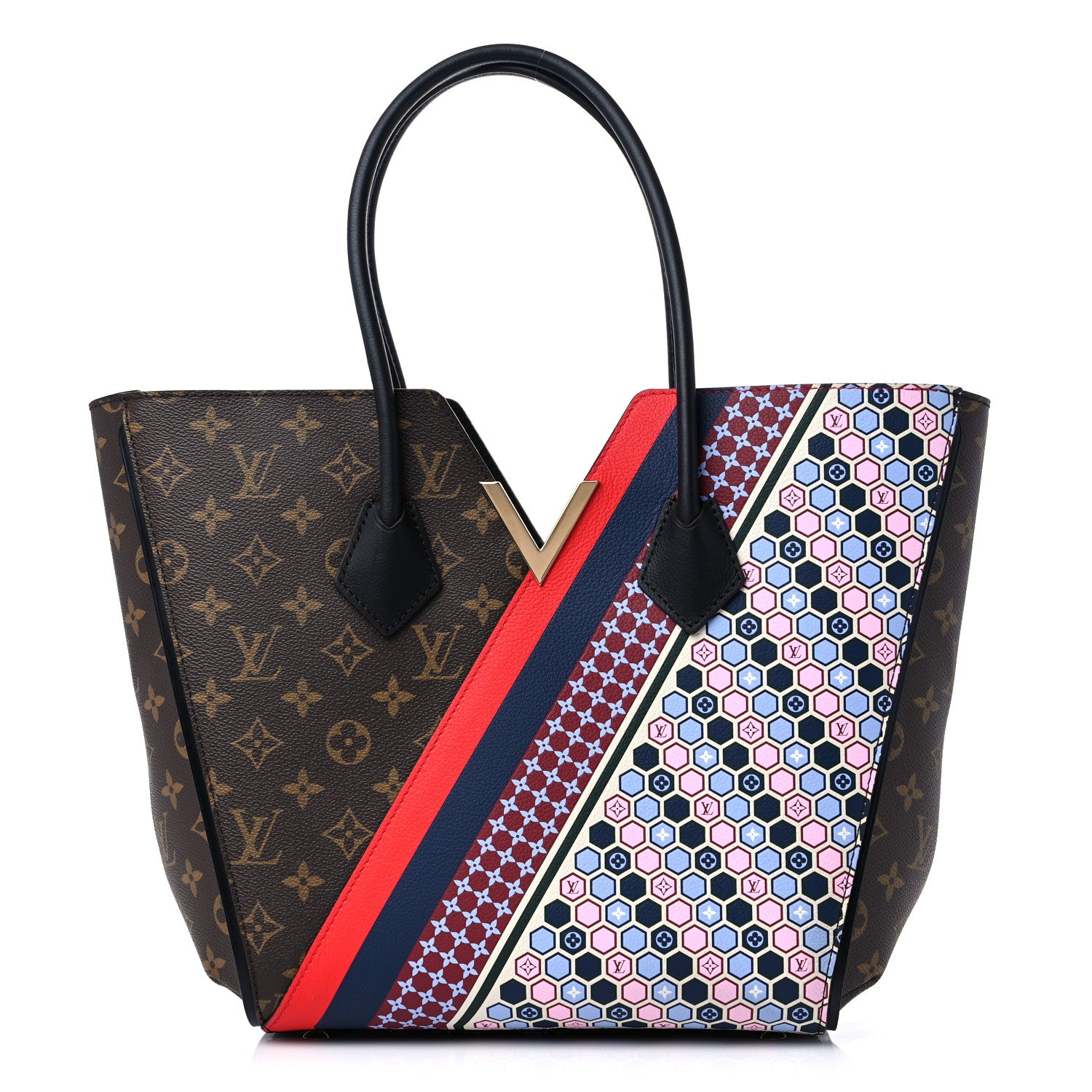 Louis Vuitton Calfskin Monogram Kimono Tote MM Rouge Navy 1 of 11
