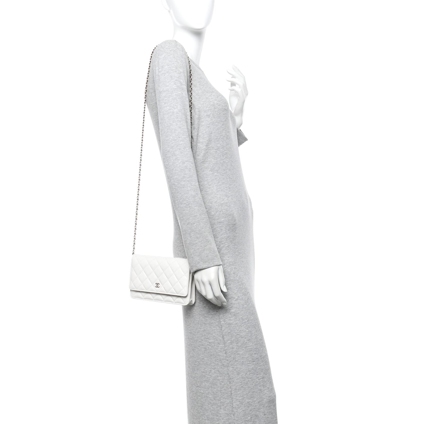 Caviar Quilted Wallet On Chain WOC White