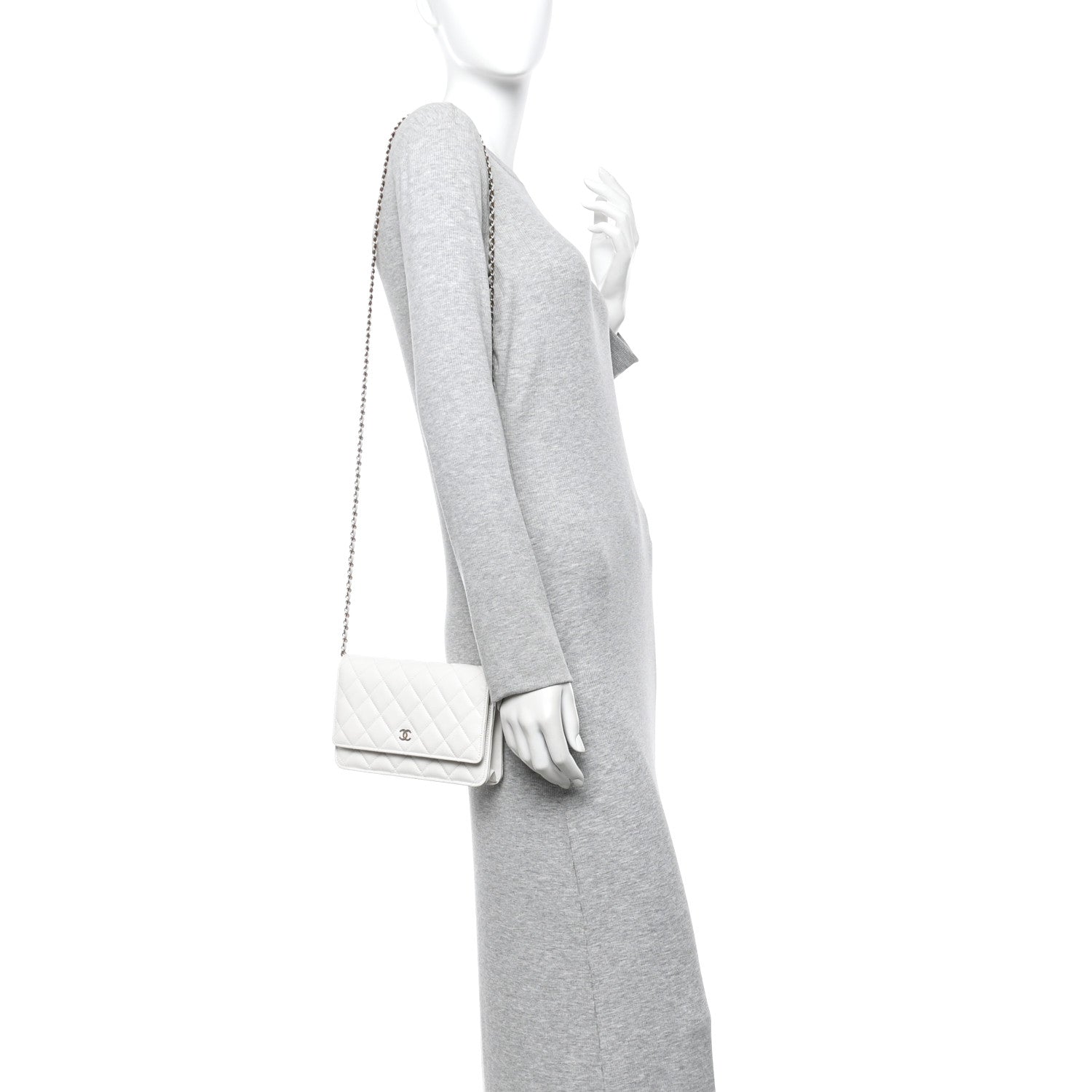 Chanel Caviar Quilted Wallet On Chain WOC White 2 of 12