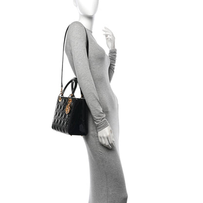 Christian Dior Patent Cannage Medium Lady Dior Black 2 of 11