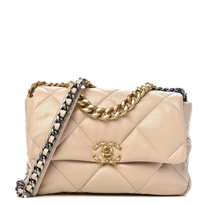 Chanel Lambskin Quilted Large 19 Flap Beige 1 of 11