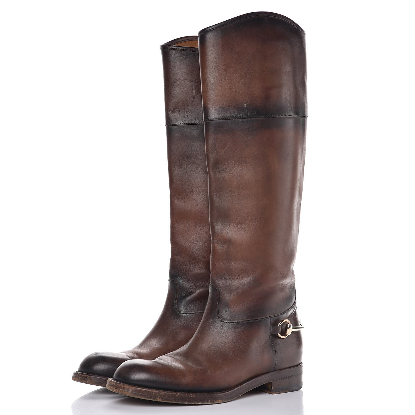 Calfskin Horsebit Tall Boots 37 Brown