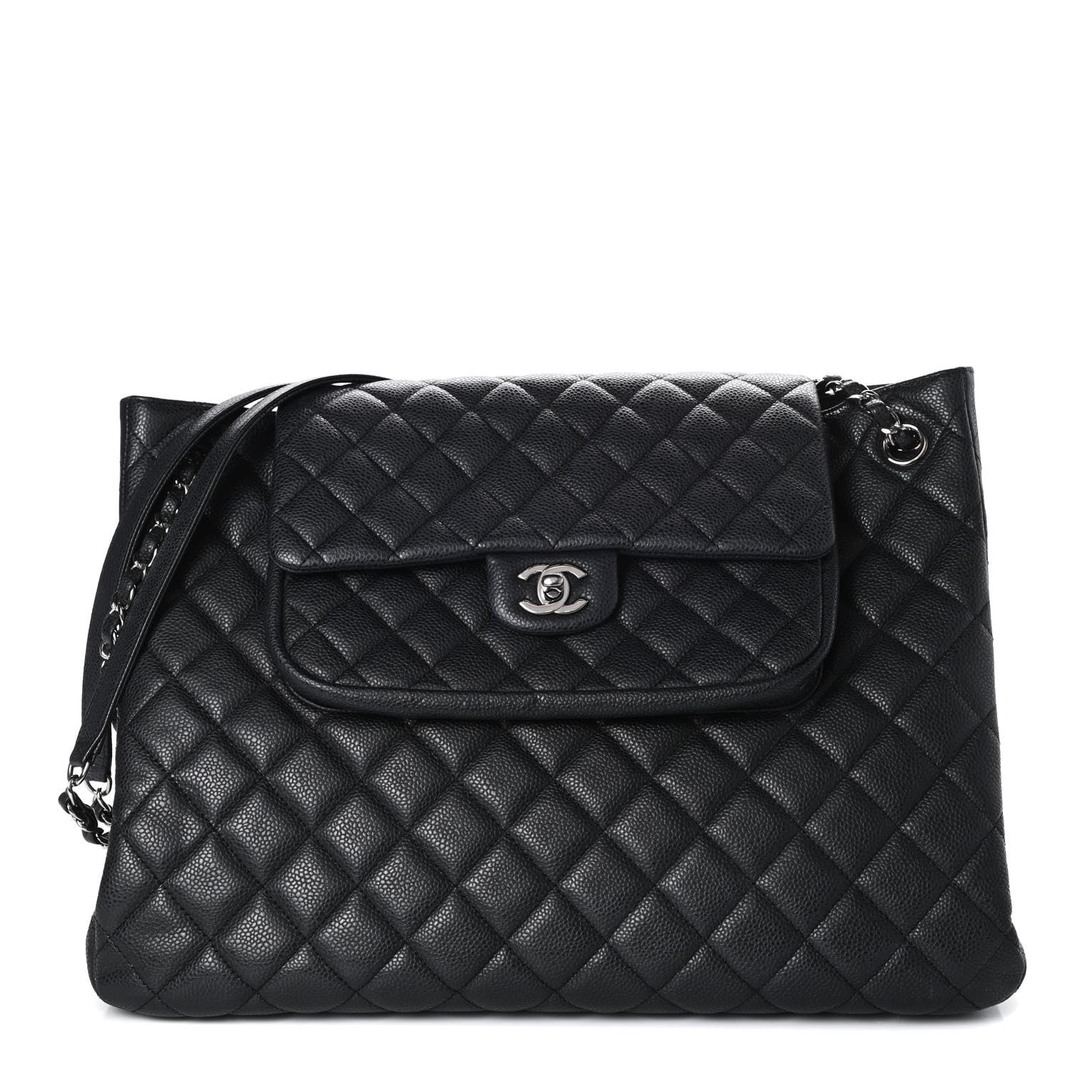 Chanel Caviar Quilted Flap Tote Dark Grey 1 of 9