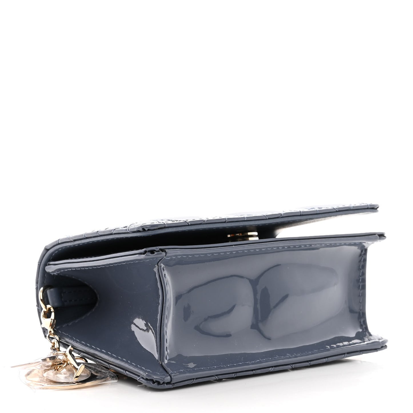 Patent Cannage Nano Lady Dior Pouch Denim