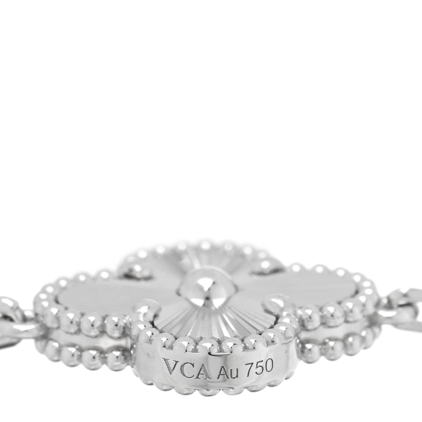 18K White Gold 5 Motifs Guilloche Vintage Alhambra Bracelet