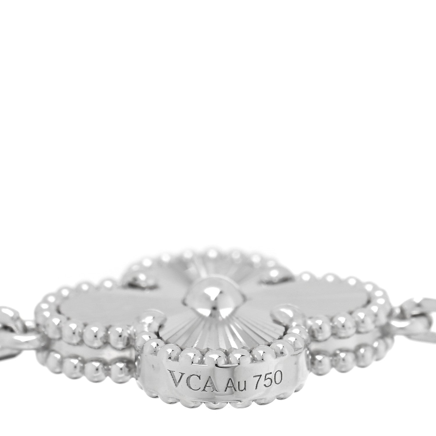 Van Cleef & Arpels 18K White Gold 5 Motifs Guilloche Vintage Alhambra Bracelet 3 of 4