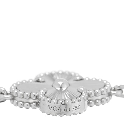 Van Cleef & Arpels 18K White Gold 5 Motifs Guilloche Vintage Alhambra Bracelet 3 of 4