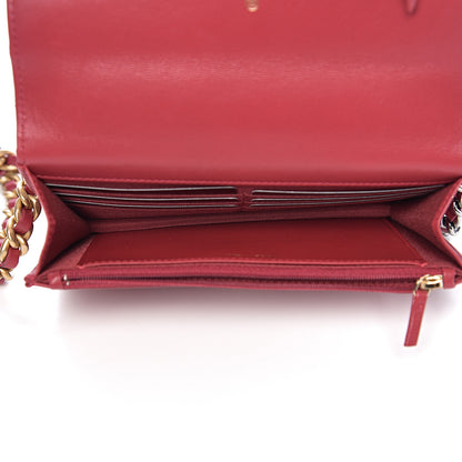 Chanel Shiny Goatskin Quilted 19 Wallet On Chain WOC Rouge 4 of 11