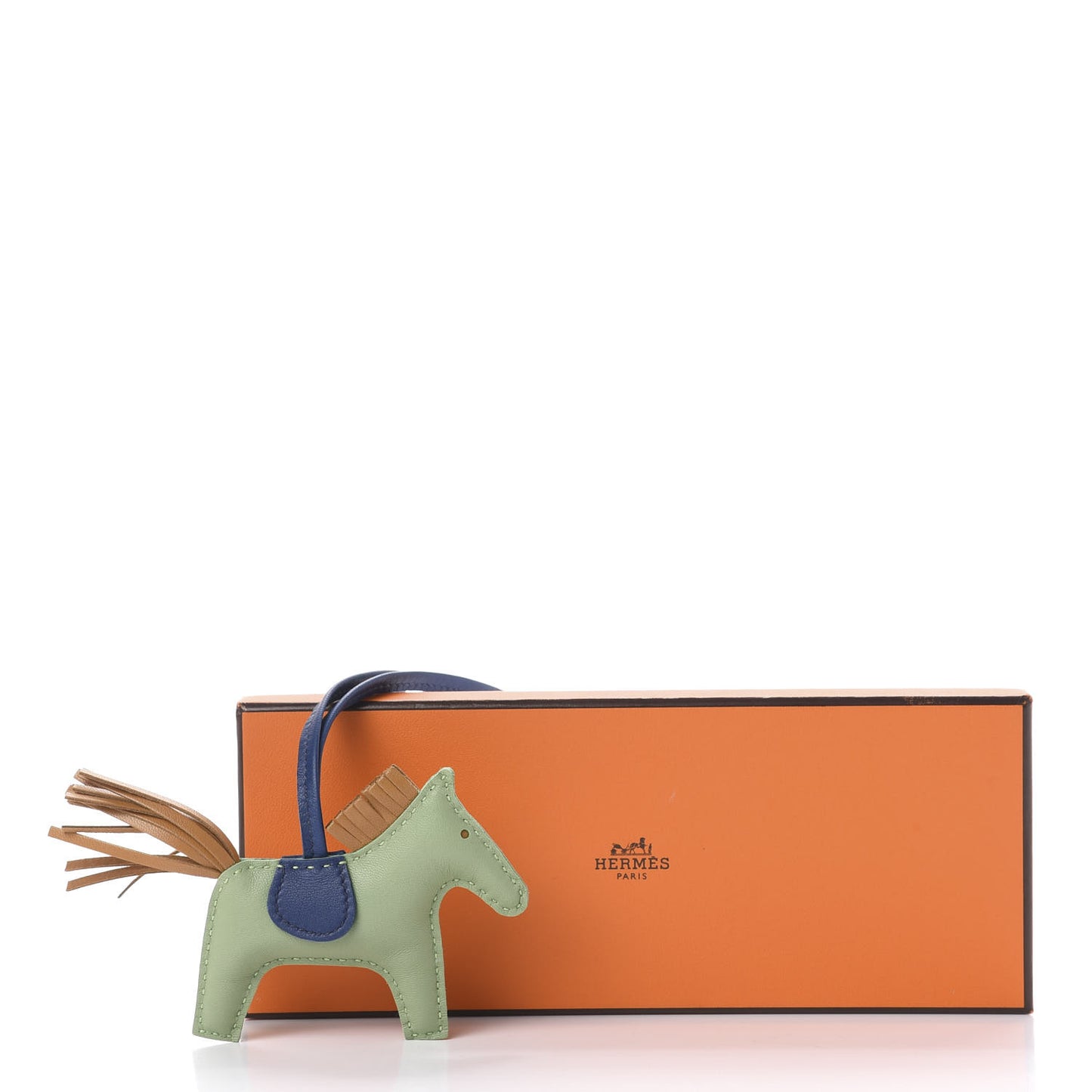 Milo Lambskin Grigri Rodeo Horse Bag Charm PM Vert Criquet Sesame Bleu de Malte