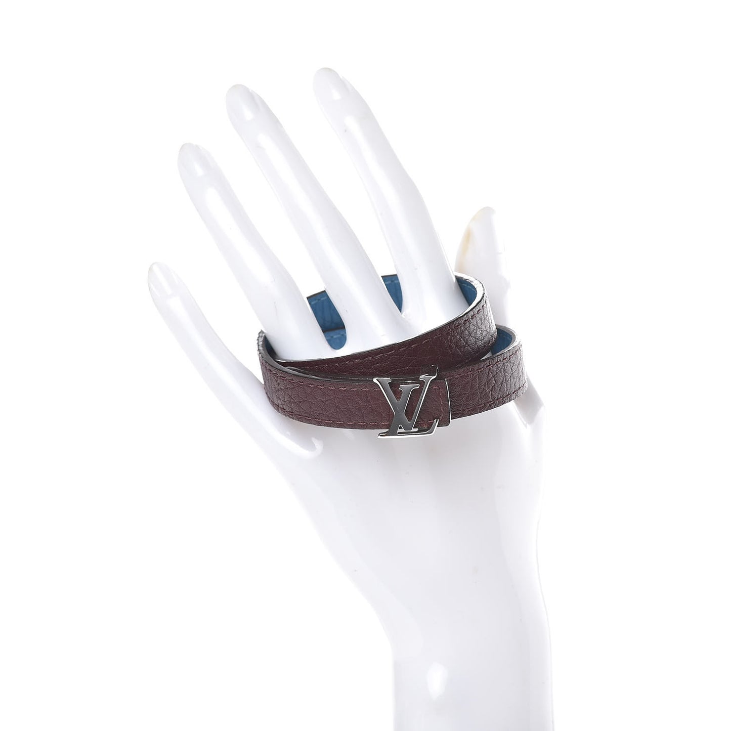 Taurillon LV Initiales Reversible Bracelet Bordeaux Bleuet
