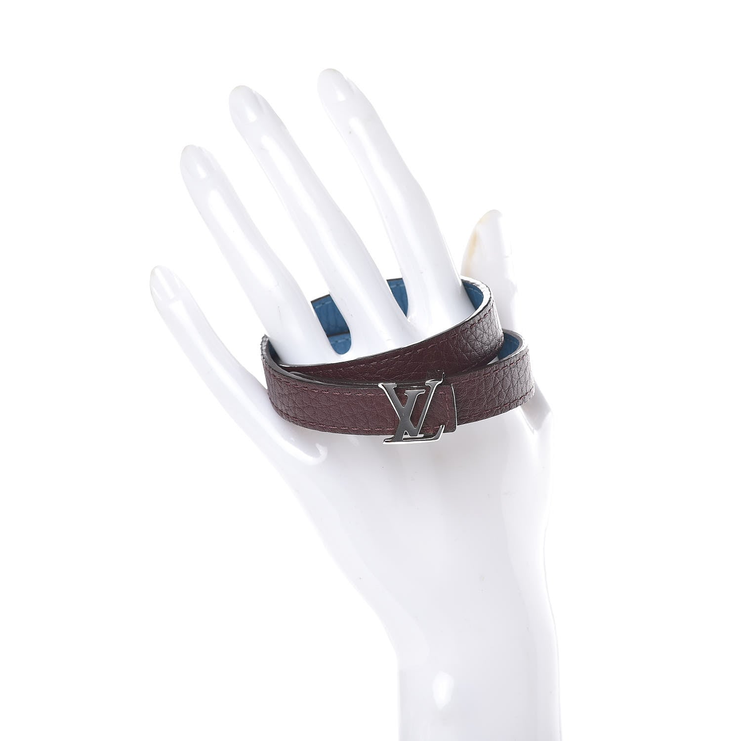 Louis Vuitton Taurillon LV Initiales Reversible Bracelet Bordeaux Bleuet 2 of 5