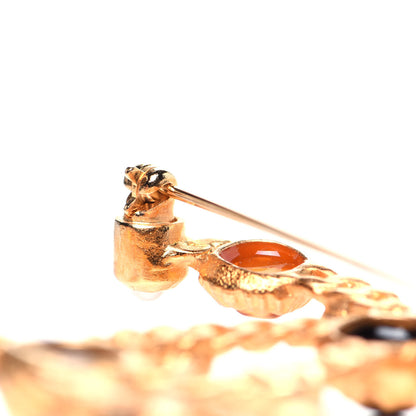 Chanel Gripoix Pearl CC Brooch Gold Multicolor 4 of 7