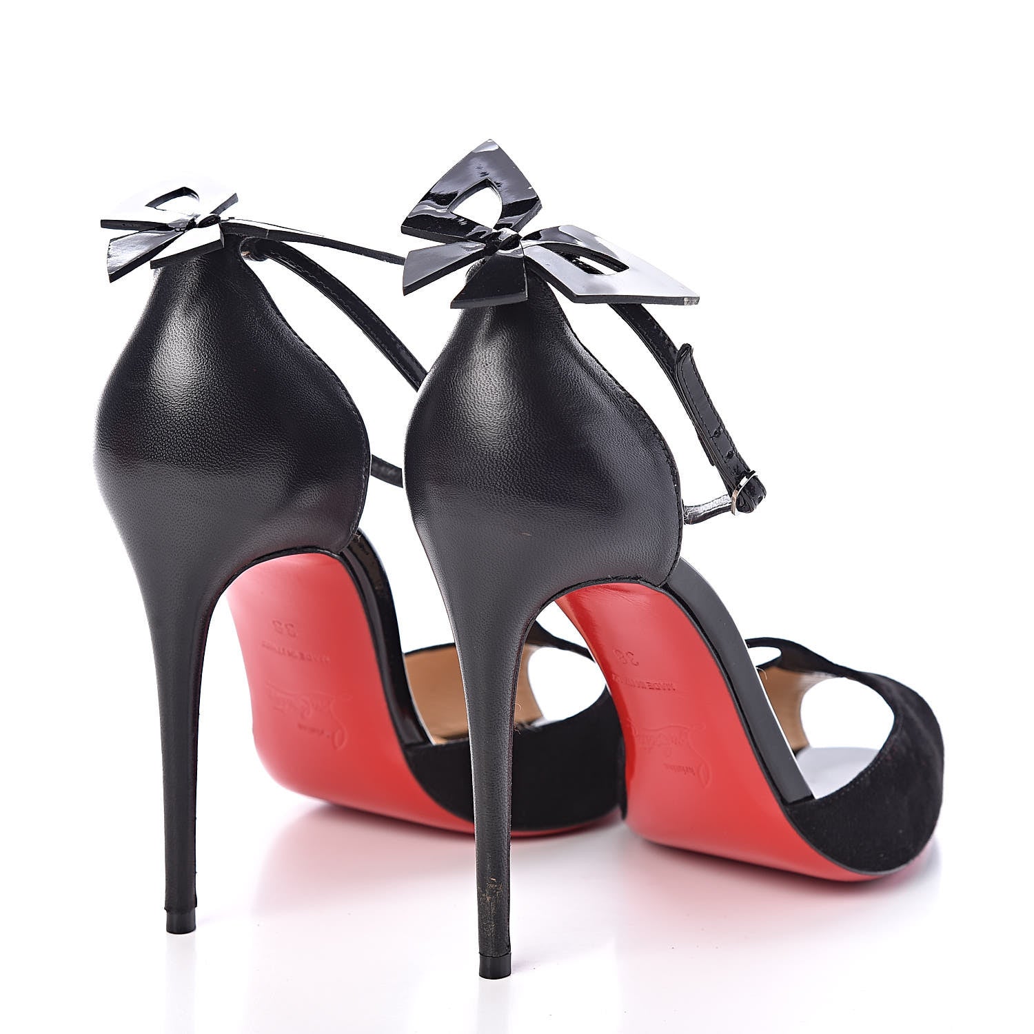 Christian Louboutin Suede Patent Shiny Nappa Aribak 100 Pumps 38 Black 4 of 9