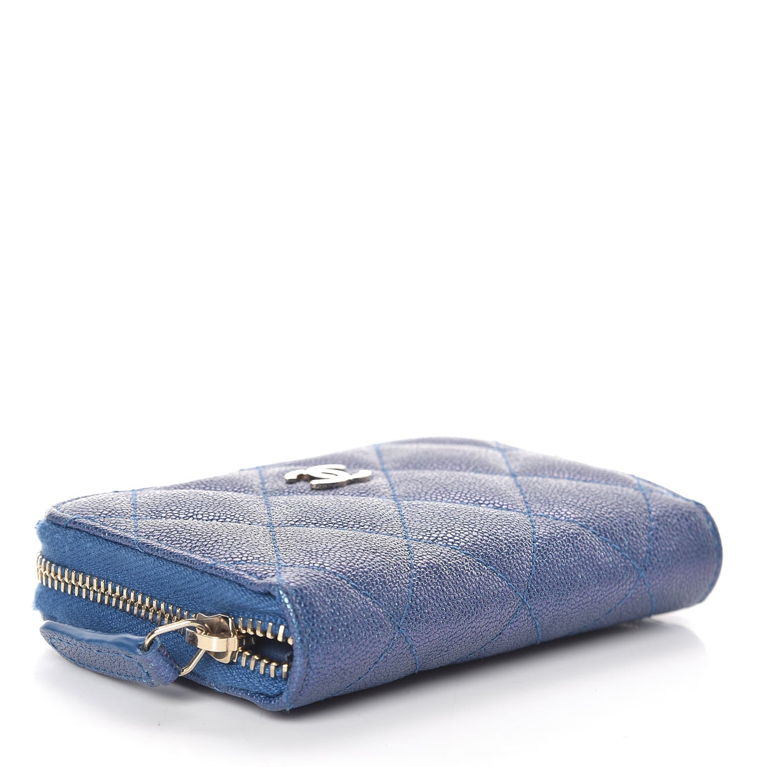 Chanel Iridescent Caviar Quilted Zip Coin Purse Dark Blue 4 of 8