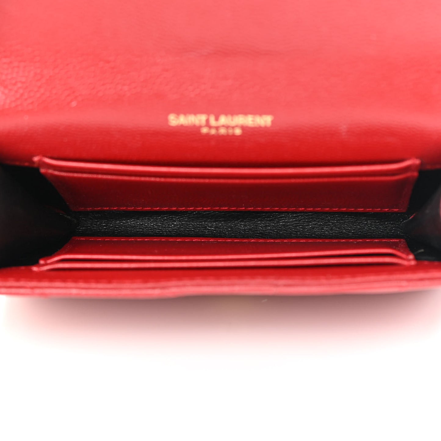 Grain De Poudre Matelasse Chevron Small Monogram Envelope Wallet Rouge Eros