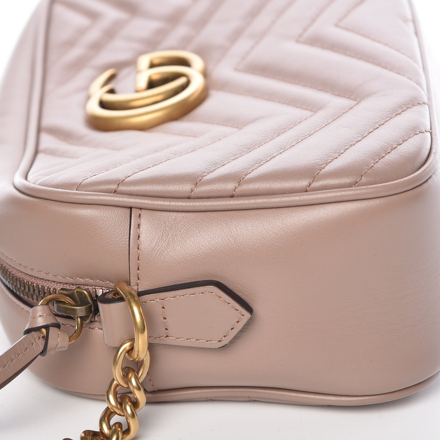 Calfskin Matelasse Small GG Marmont Chain Shoulder Bag Taupe