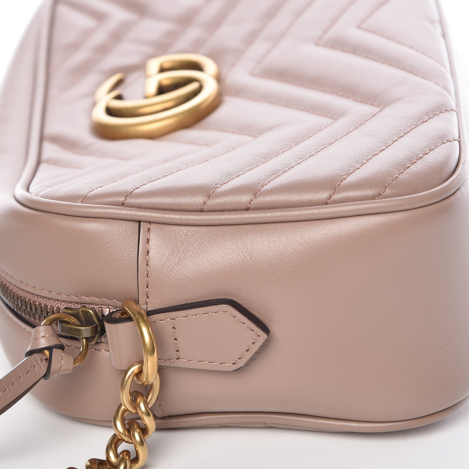 Gucci Calfskin Matelasse Small GG Marmont Chain Shoulder Bag Taupe 10 of 16