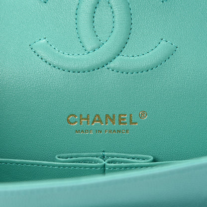 Chanel Caviar Flat Chevron Quilted Medium Double Flap Green 8 of 11