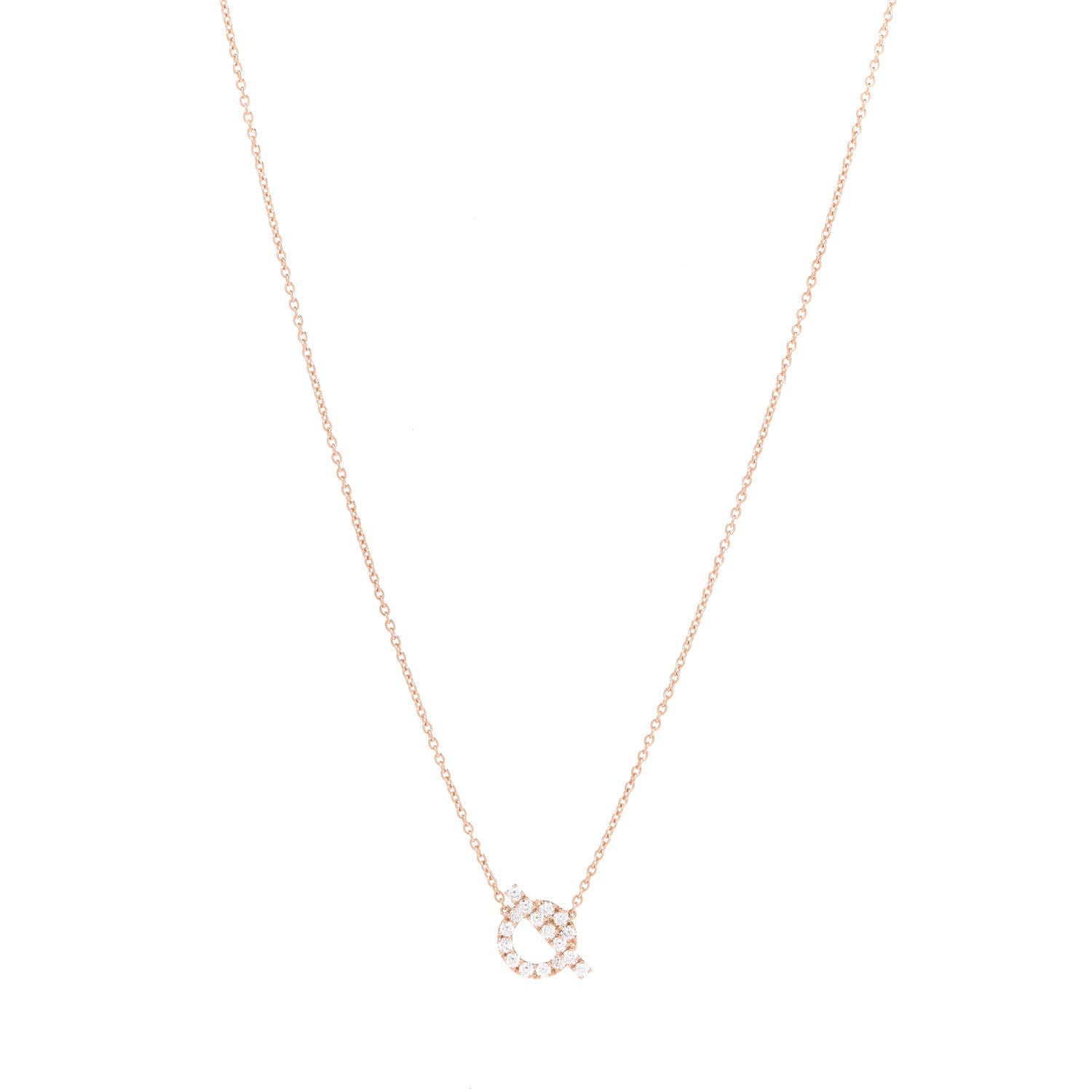 Hermes 18K Rose Gold Diamond Finesse Pendant Necklace 1 of 6