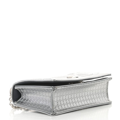 Christian Dior Metallic Patent Micro-Cannage Mini Diorama Flap Bag Silver 4 of 13