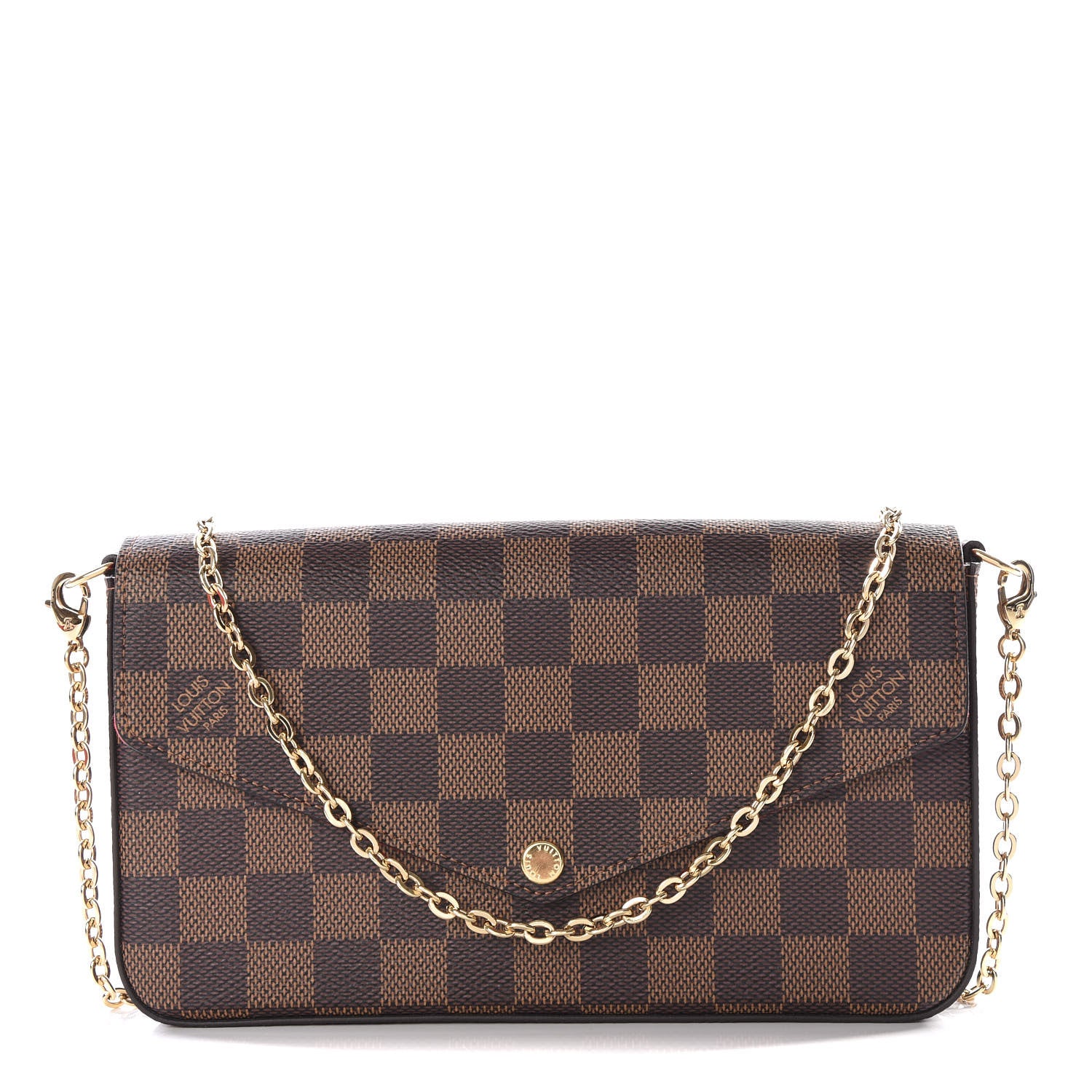 Louis Vuitton Damier Ebene Pochette Felicie Chain Wallet 1 of 12