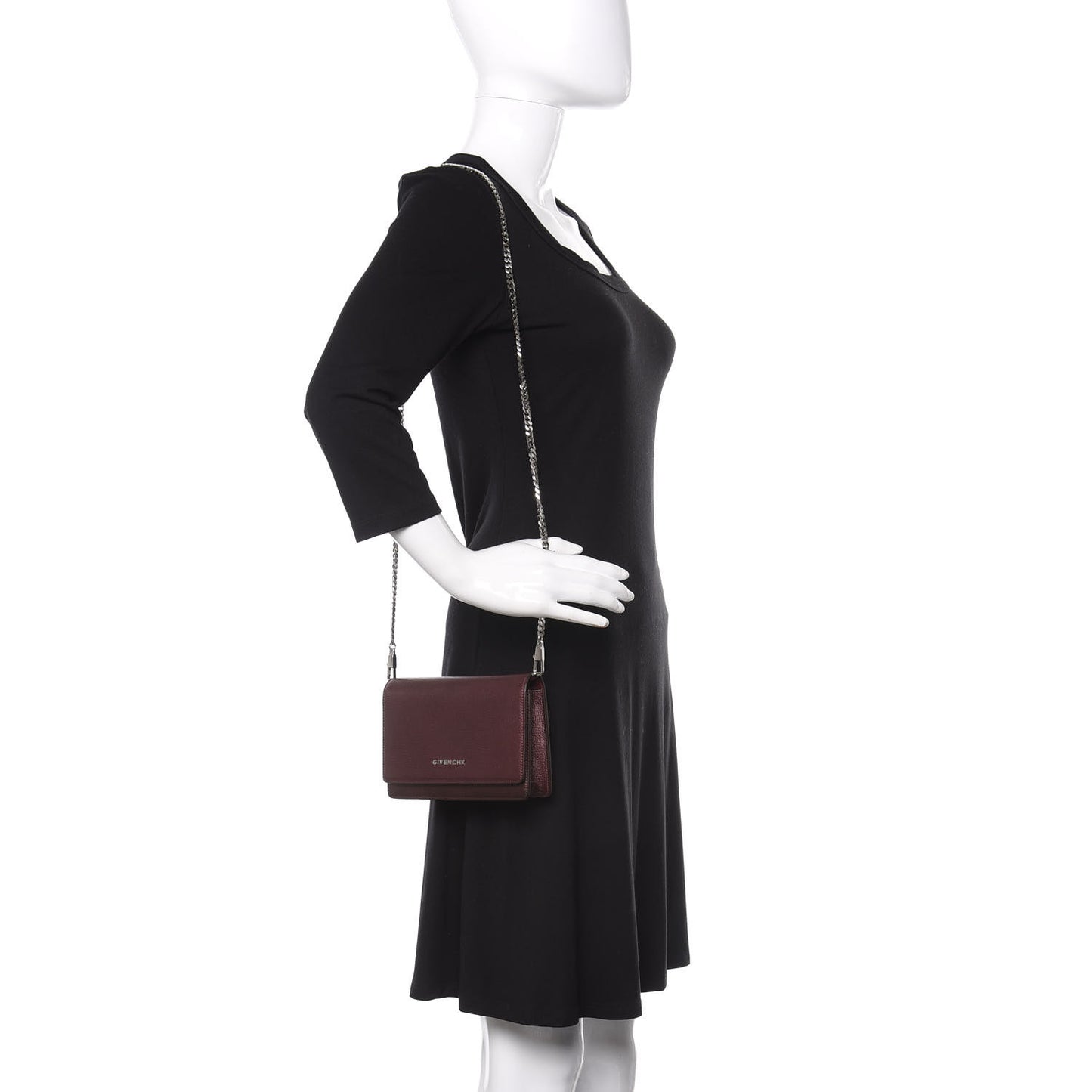 Metallic Sugar Goatskin Pandora Chain Wallet Bordeaux