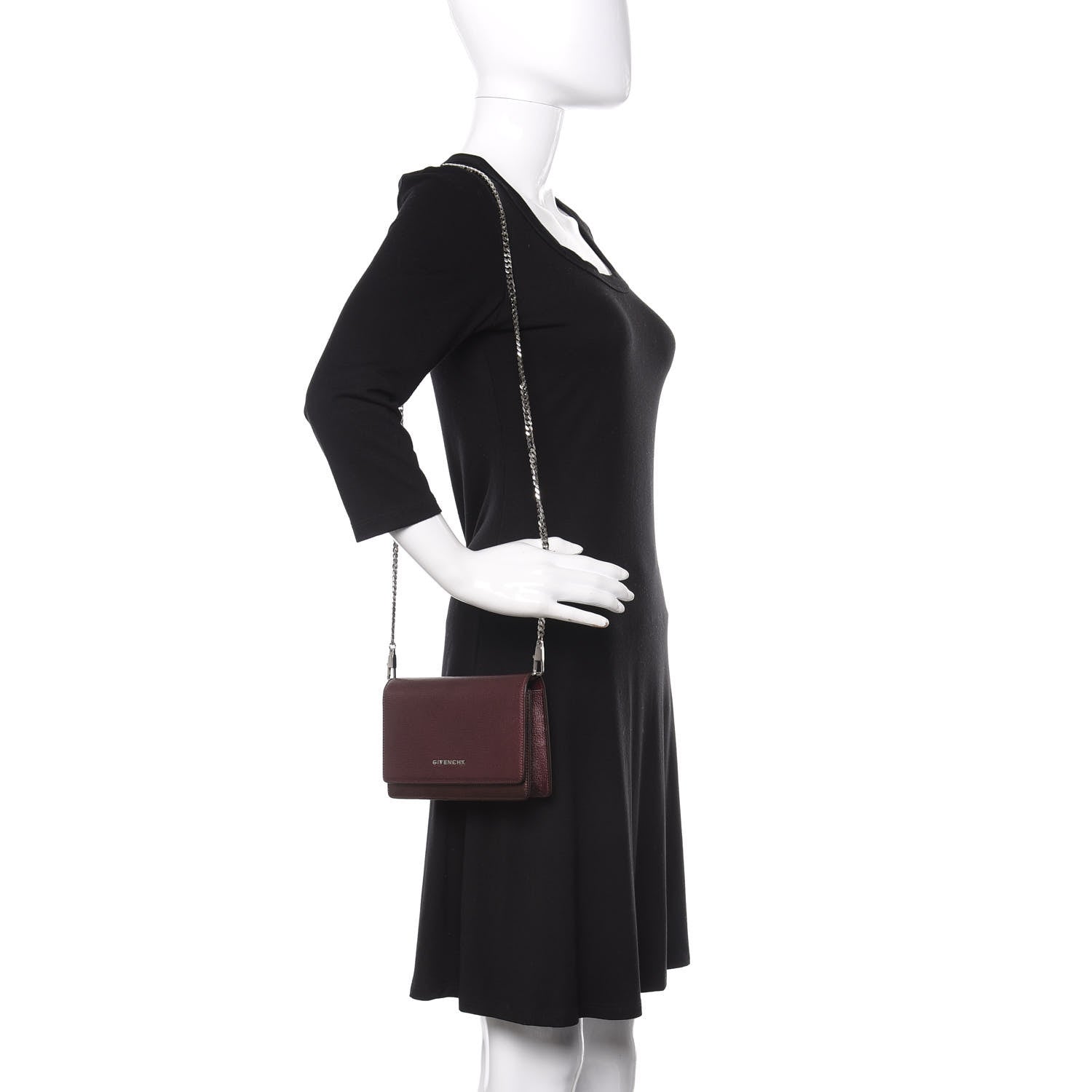 Givenchy Metallic Sugar Goatskin Pandora Chain Wallet Bordeaux 2 of 15