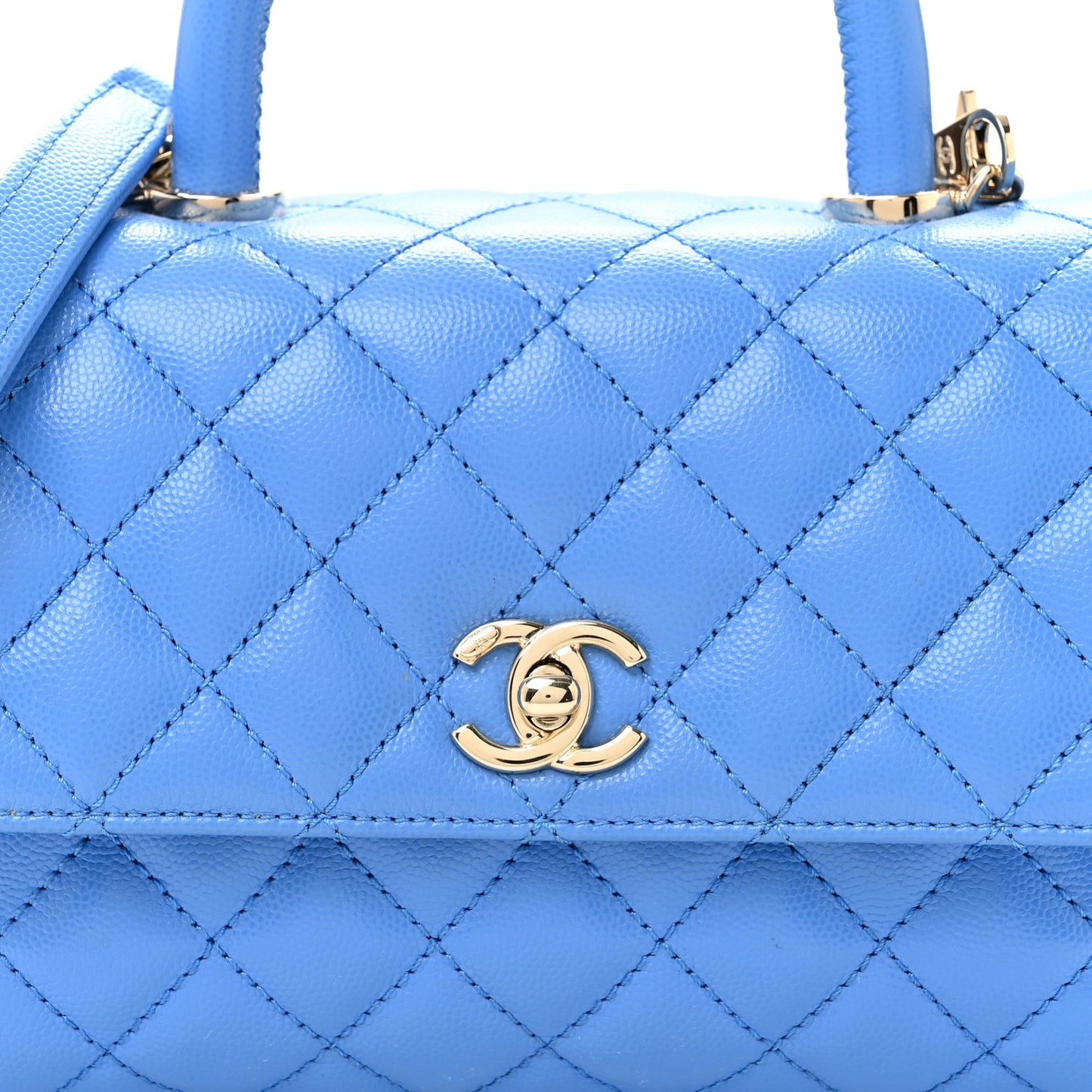 Caviar Quilted Mini Coco Handle Flap Blue