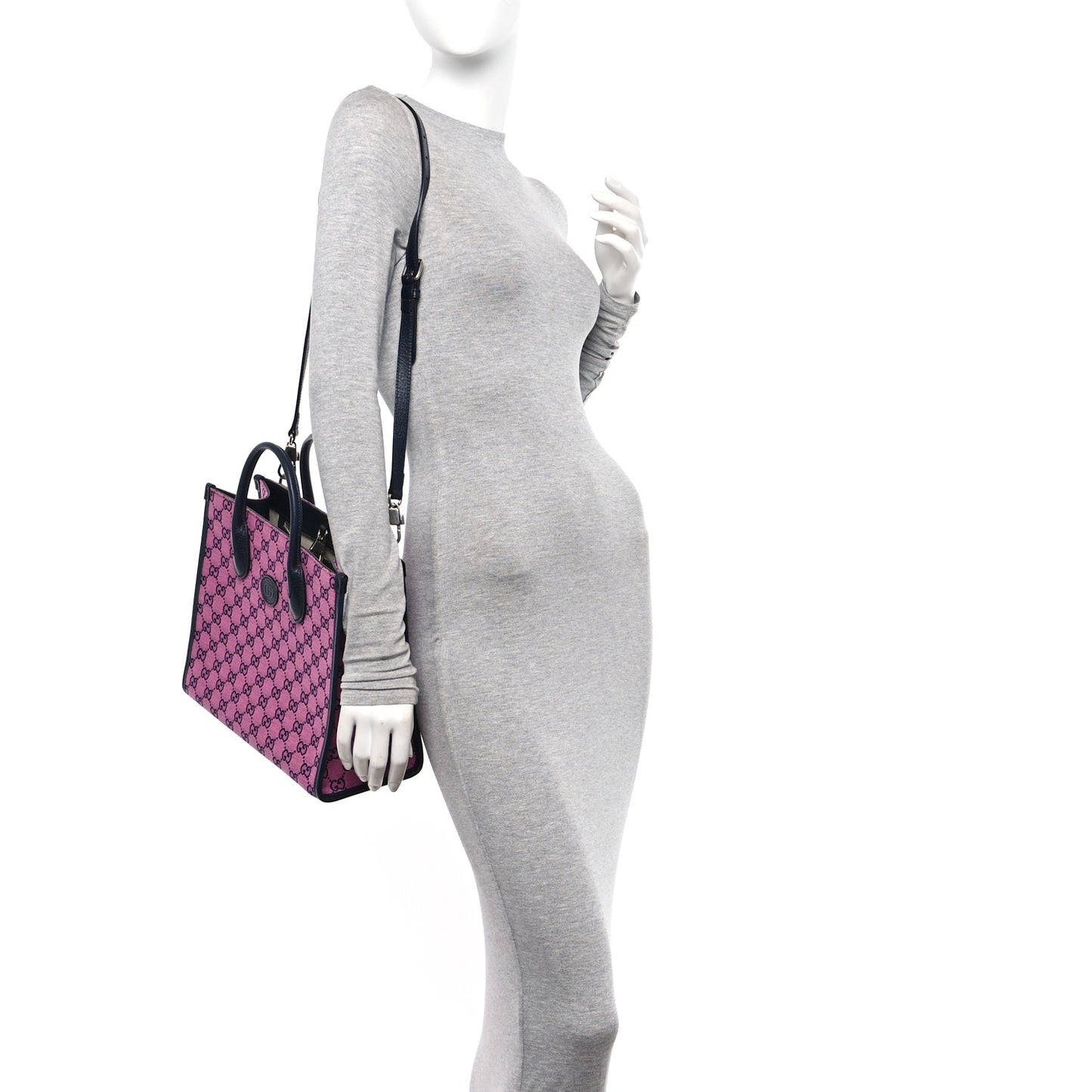 Monogram Multicolor Textured Dollar Calfskin Small Retro Interlocking G Tote Bag Pink Blue