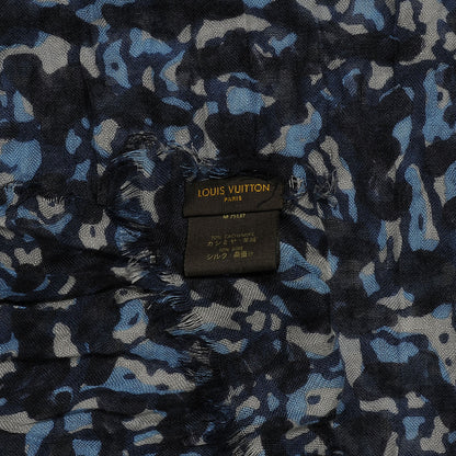 Louis Vuitton Cashmere Silk Lezard Etole Stole Blue 7 of 8