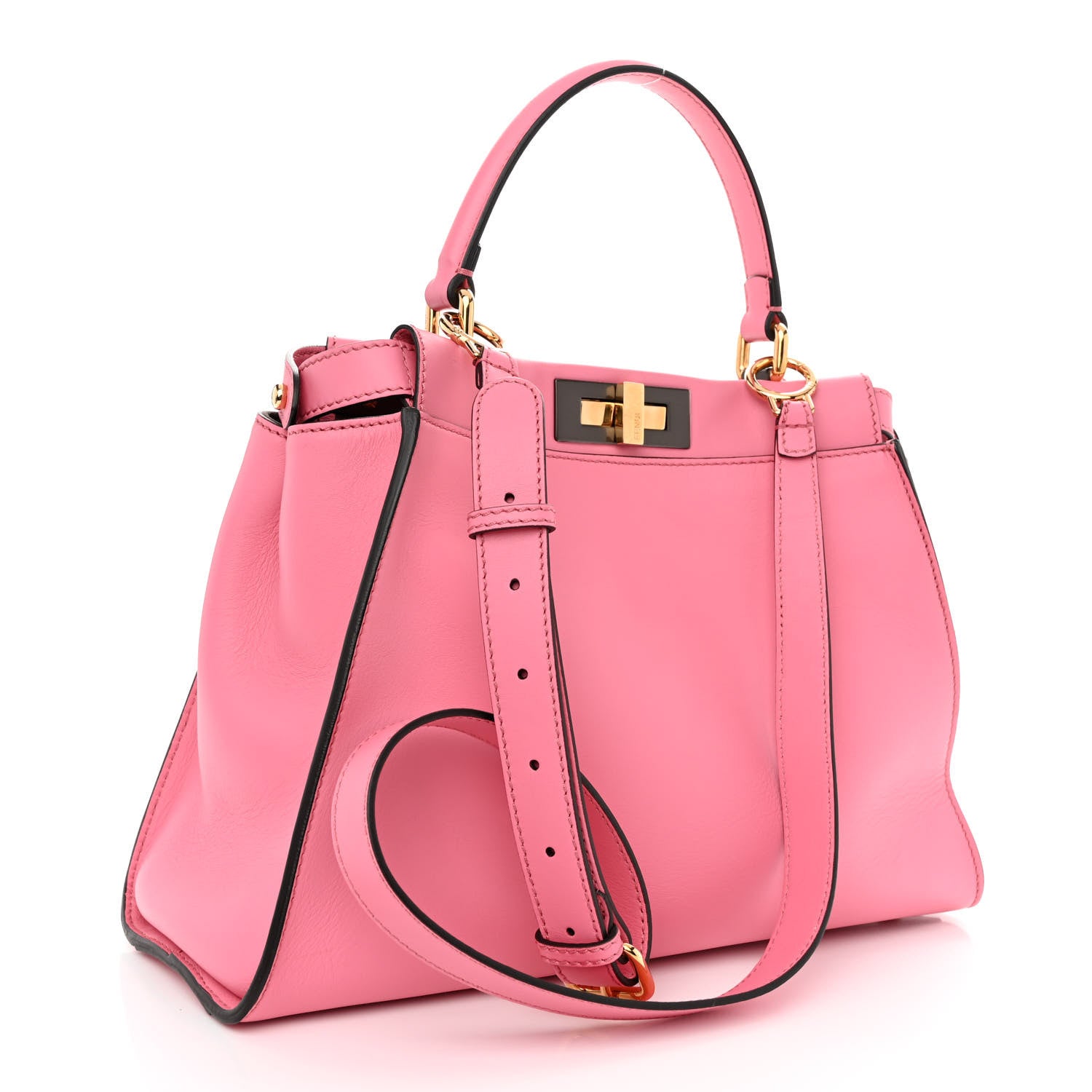Fendi Vitello Seta Medium Peekaboo Iconic Satchel Pink 3 of 10